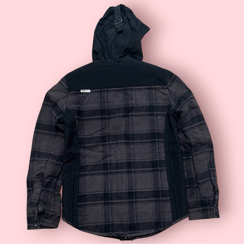 G Star Raw Men’s Flannel Zip Up Snap Hoodie Jacket (Black Plaid) - Picture 7 of 11